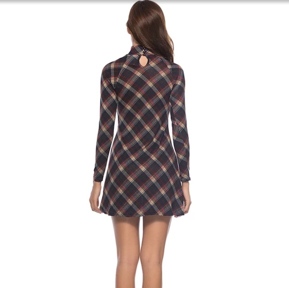 Plaid Long Sleeve Turtleneck Dress - Picture 4 of 8